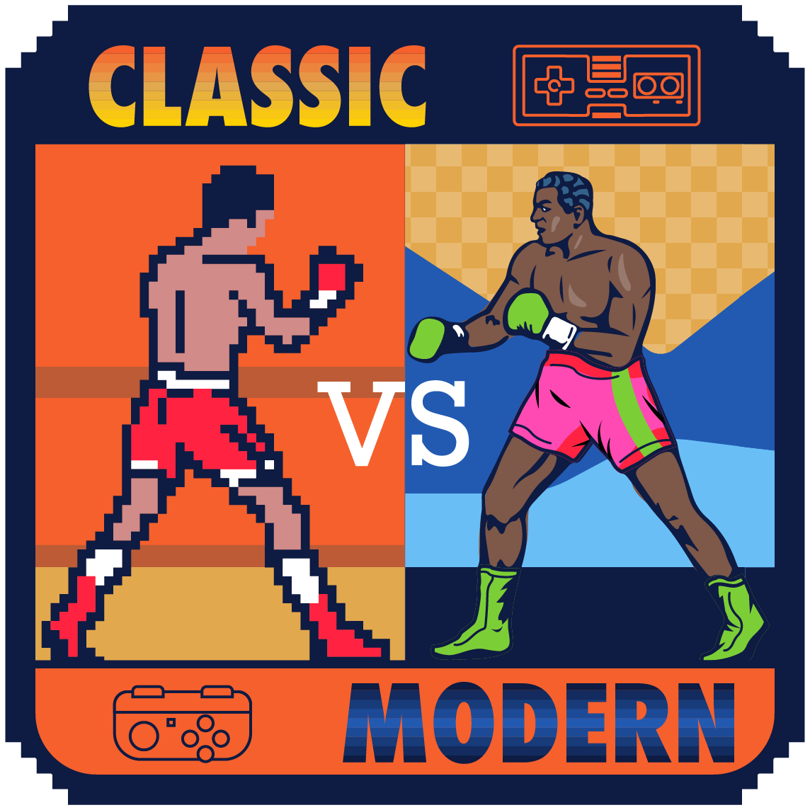 Video game boxing illustration