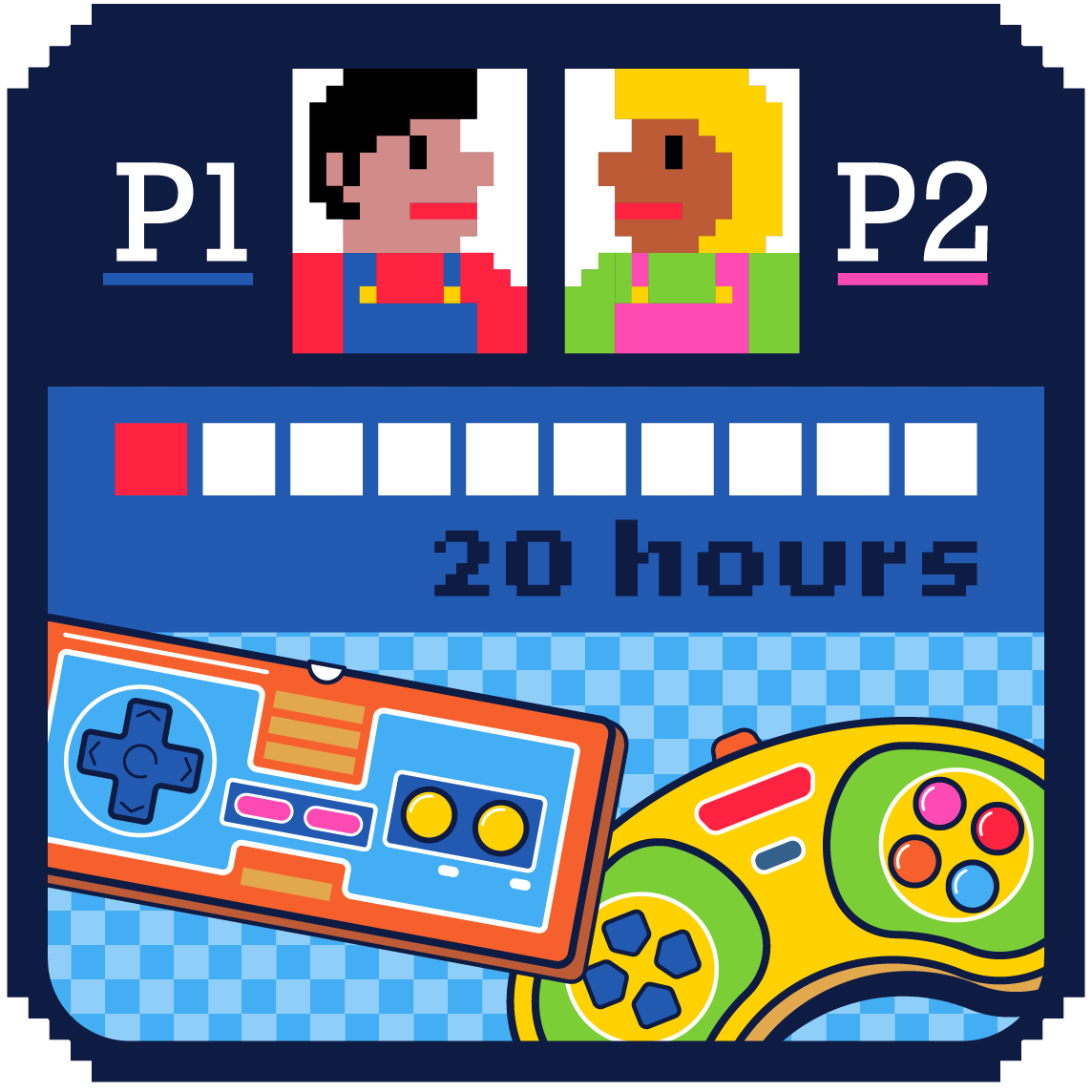 video game player 1 and player 2 illustration