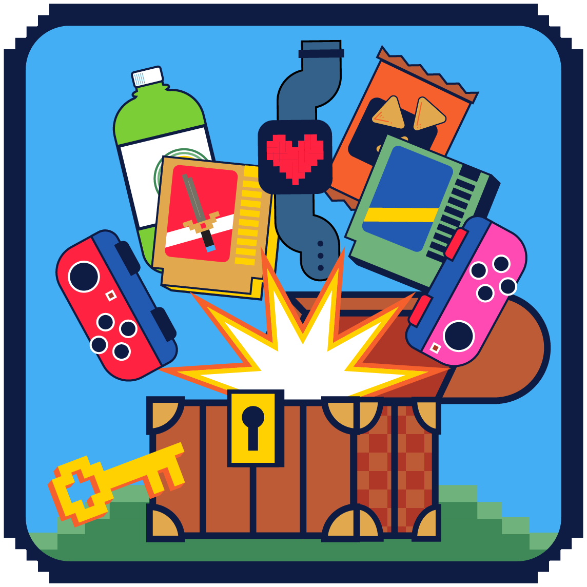 video game prize box illustration