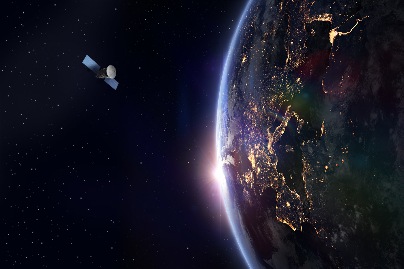 satellite floating in space