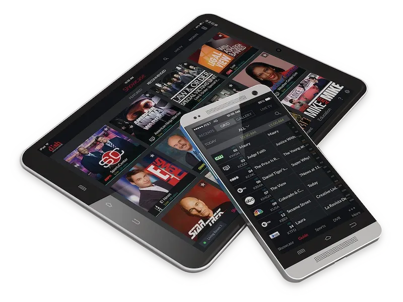dish programming on a tablet and a smartphone
