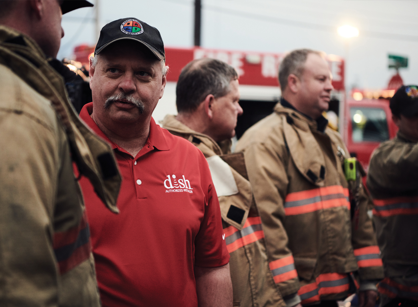 Dish Representative admiring hardworking first responders.