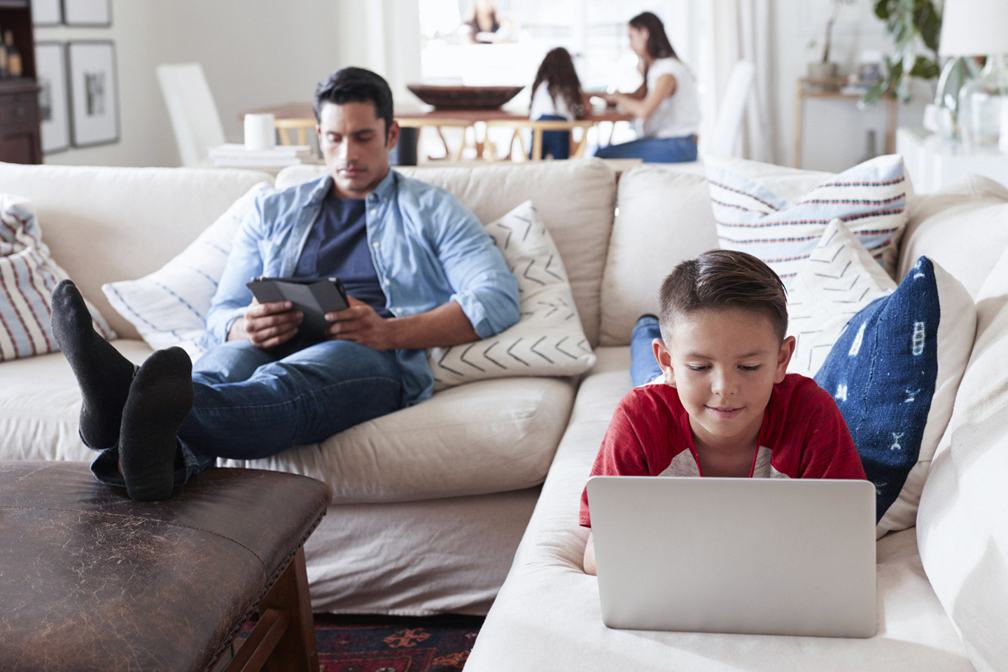 Family using multiple devices