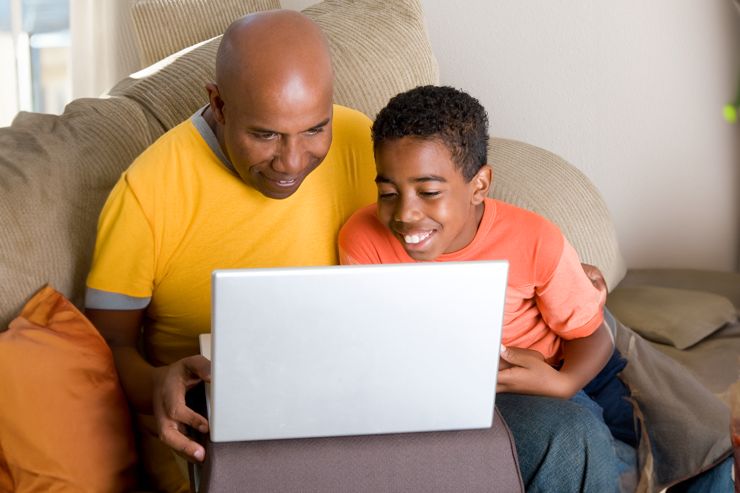 Father and Son enjoying the internet together