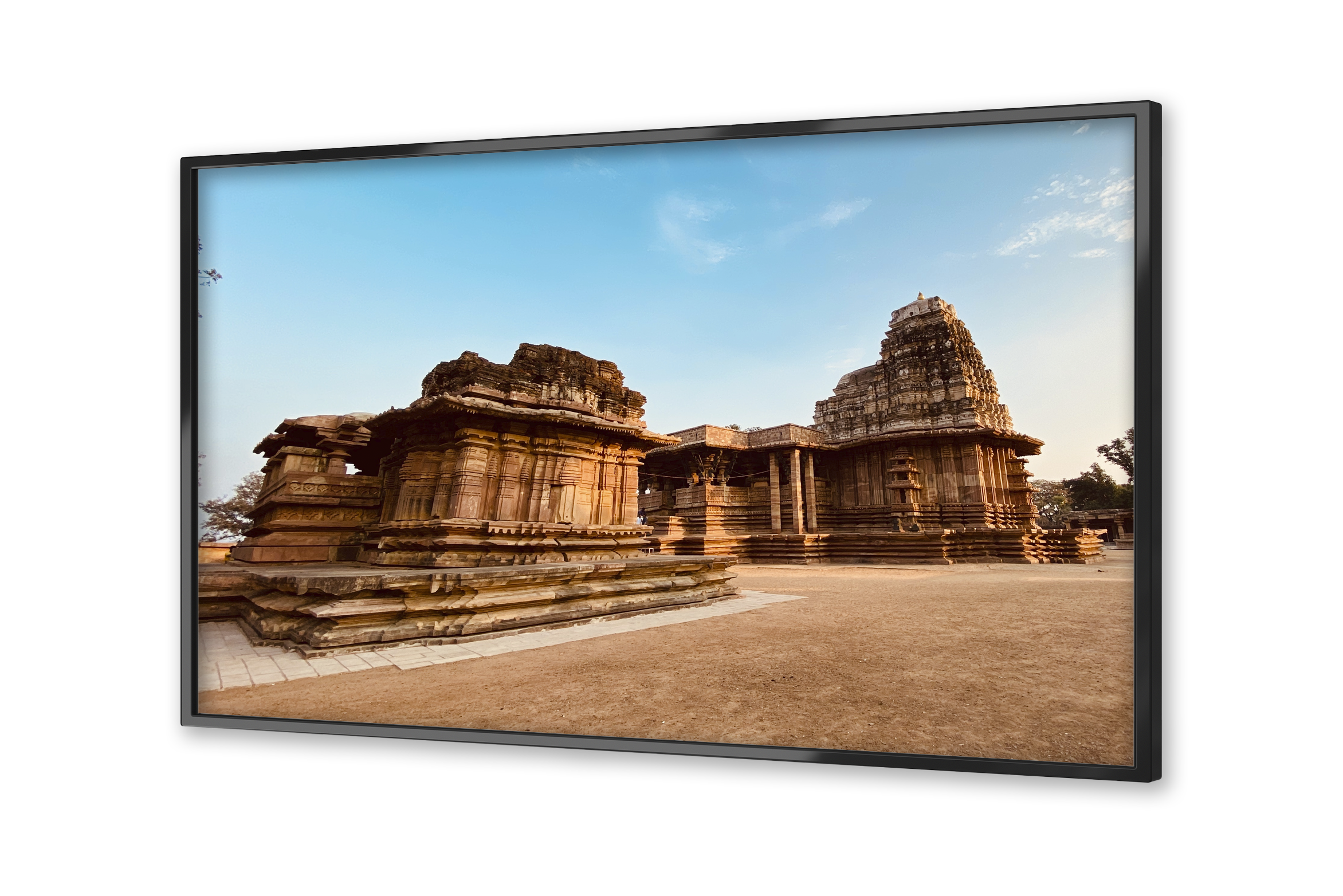 Image of Ramappa Temple on a flatscreen TV