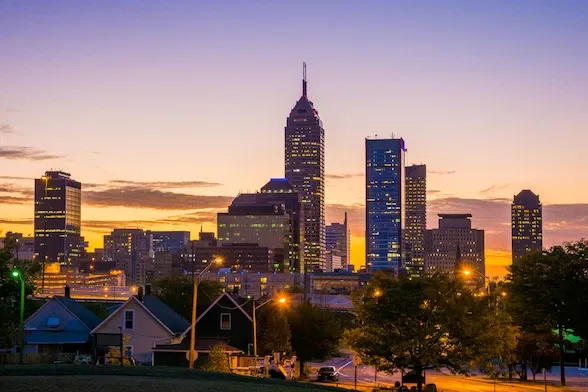 Indianapolis skyline at dusk