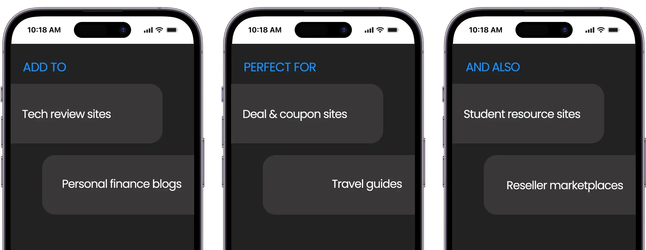 Perfect for tech review sites, Personal finance blogs, deal & coupon sites, travel guides, student resource sites, and reseller marketplaces.