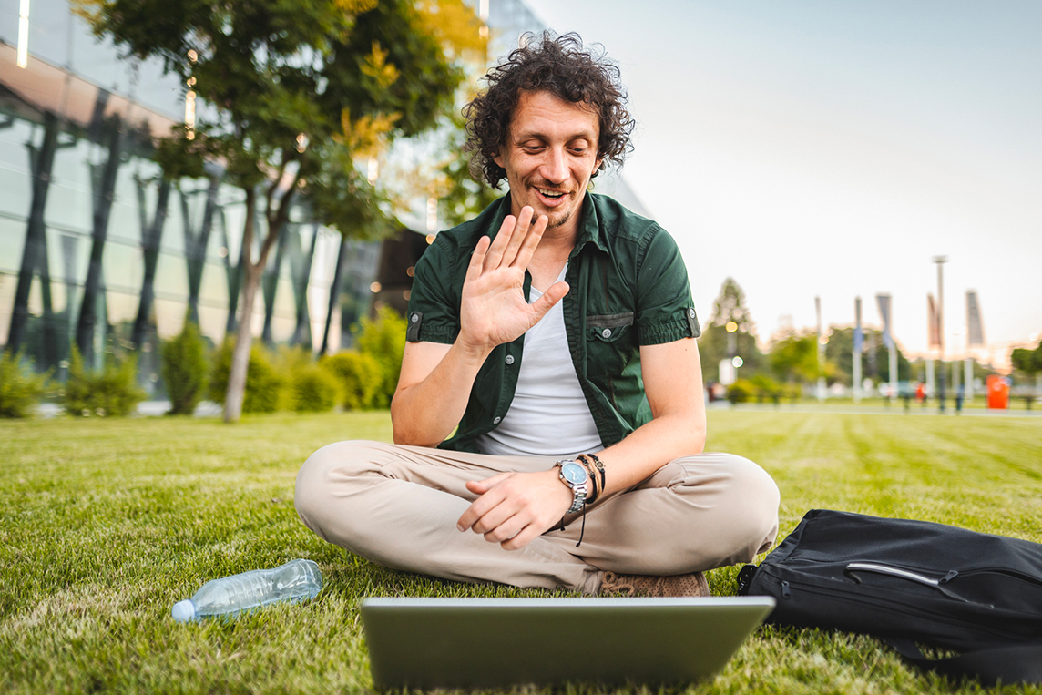 Man talking on a video call