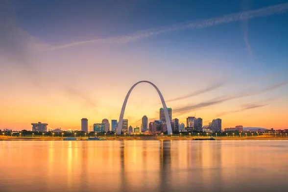 St Louis skyline at sunset