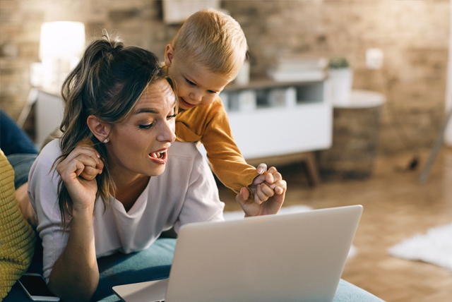 Mom and Child with a laptop