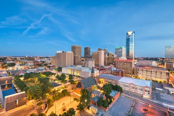Tulsa skyline at sunset