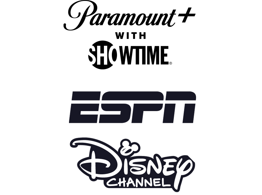 Paramount + with Showtime logo, ESPN logo, and Disney Channel logo