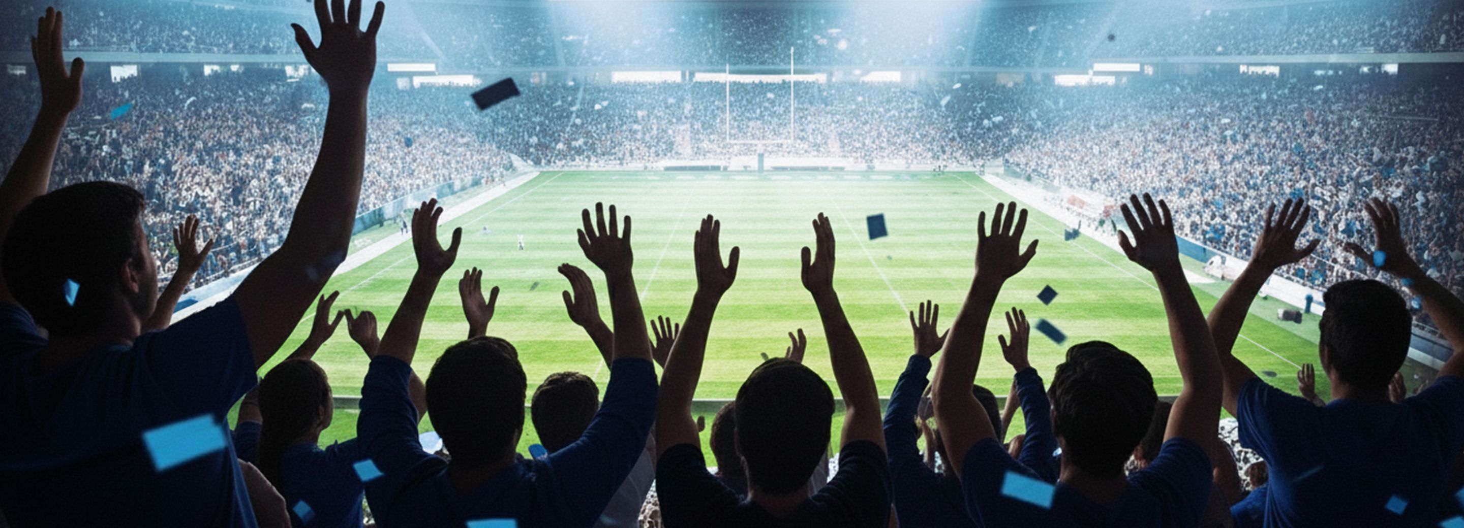 Fans cheer inside local football stadium
