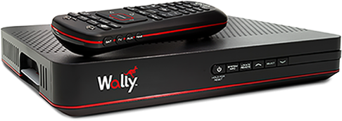 DISH Wally with a remote on it