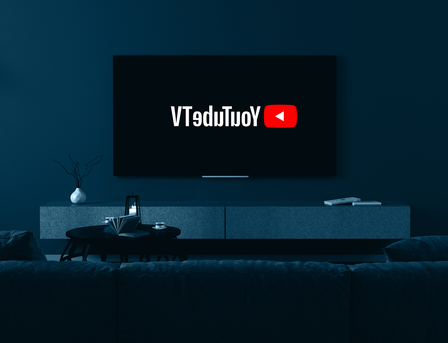 Youtube TV on a wall mounted TV