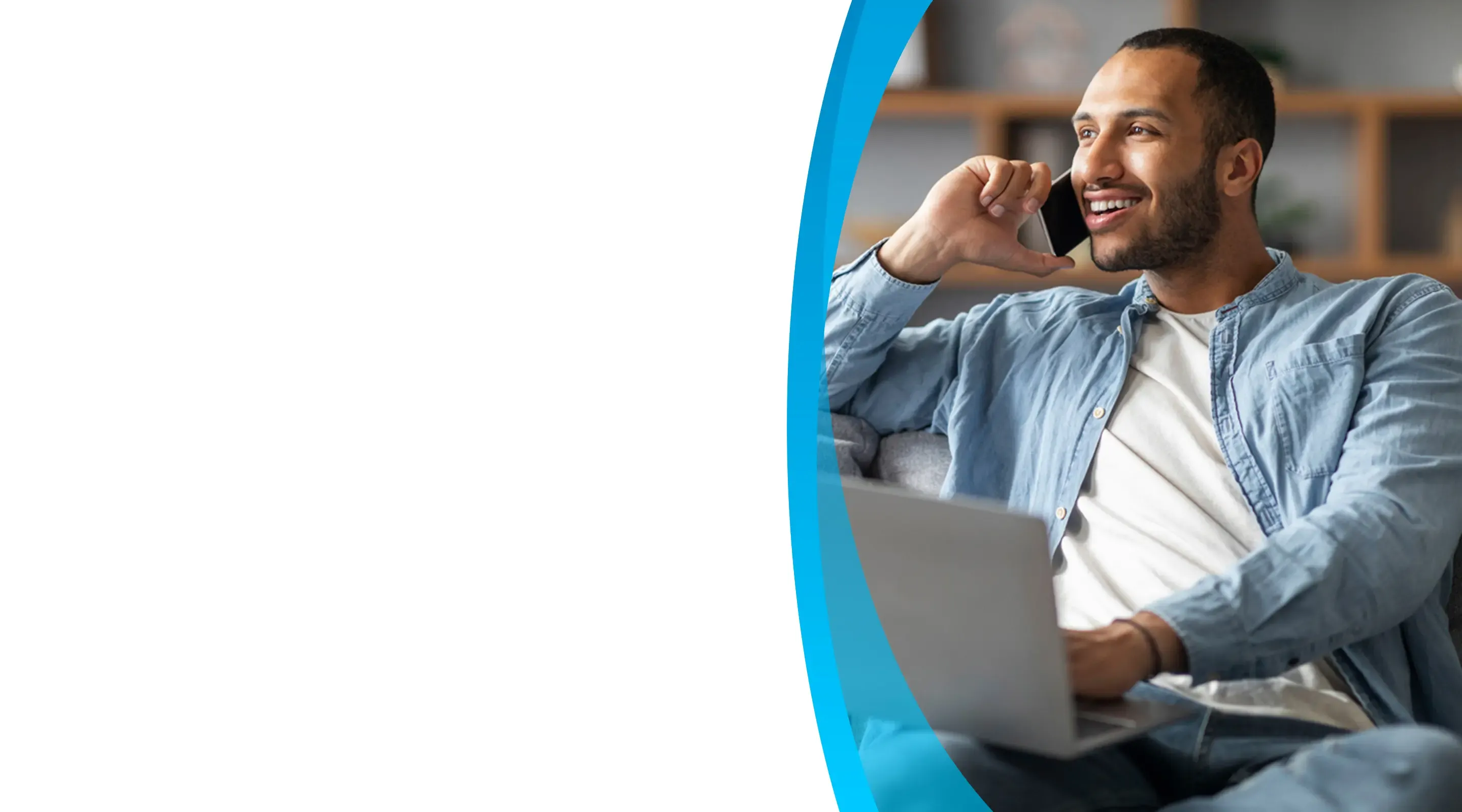 Man using AT&T services in his living room