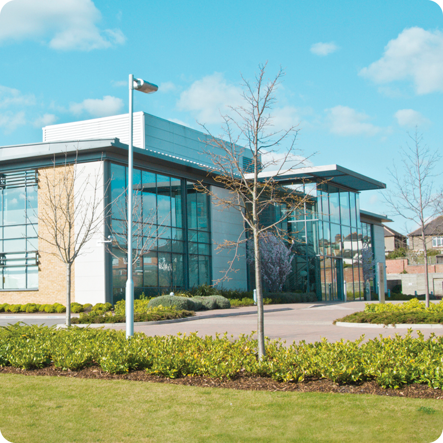 Exterior of a small office building