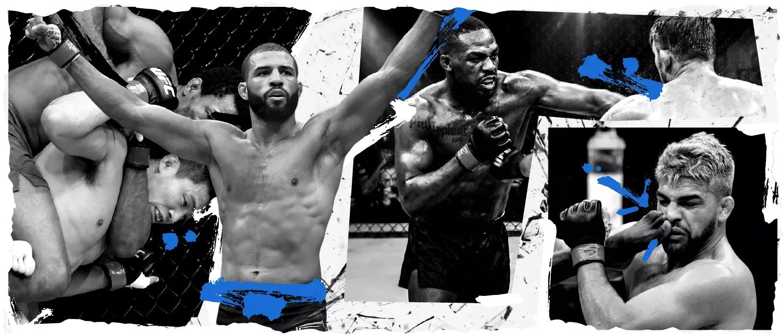 Collage of MMA fighters and champions