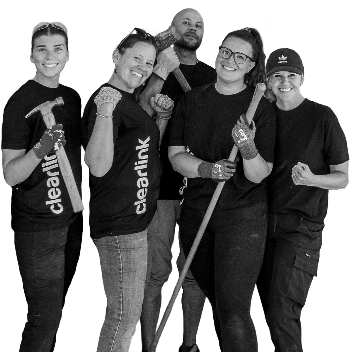 A group of Clearlinkers providing service at a charity