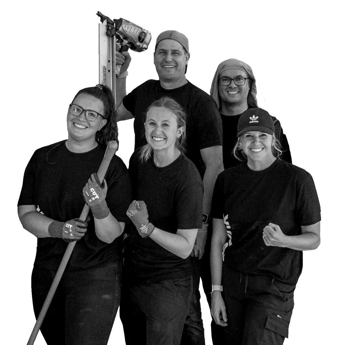 A group of Clearllink employees helping to build a charity home for Habitat for Humanity.