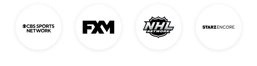 CBS Sports Network, FXM, NHL Network, and Starz Encore logos
