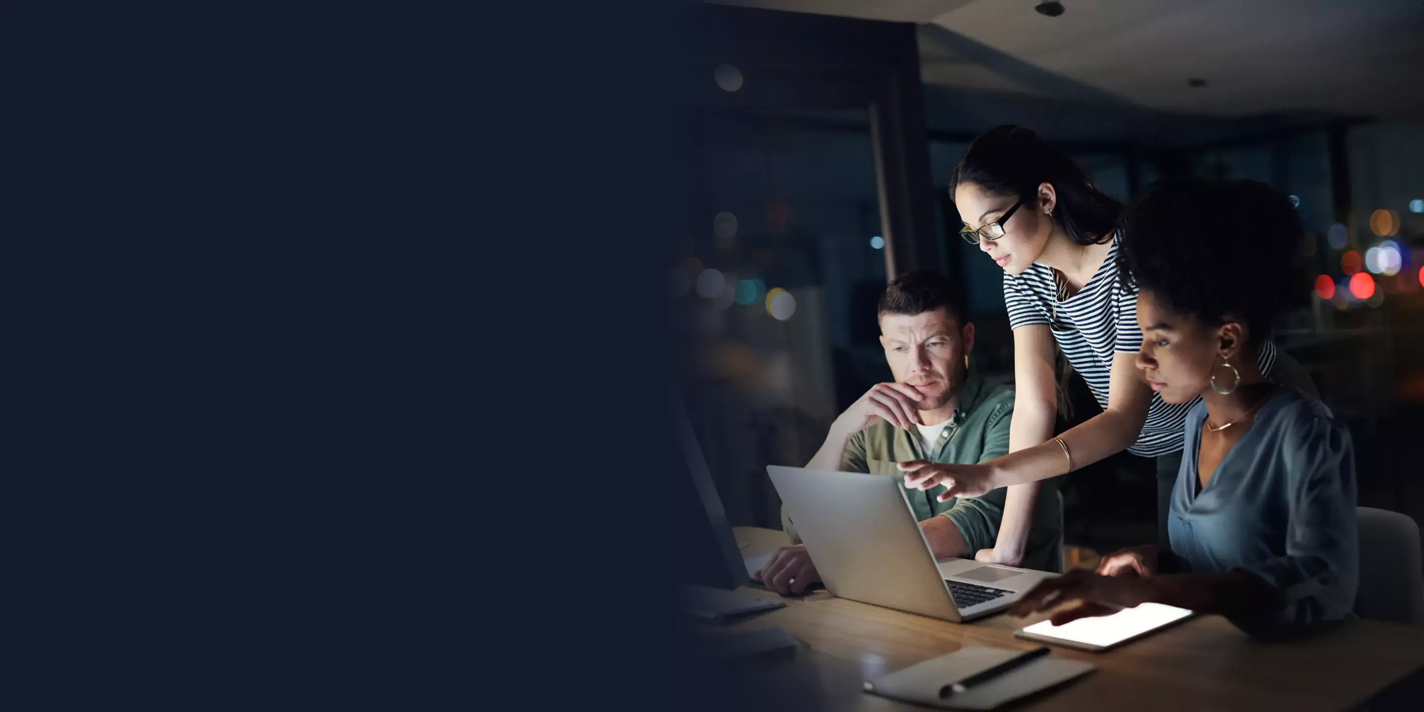 Coworkers collaborating at the office.