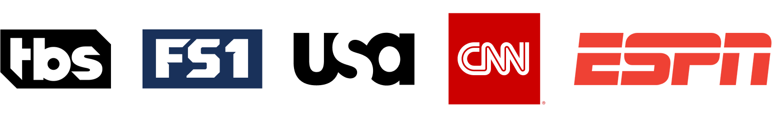 Channel logos for TBS, FS1, USA, CNN, ESPN