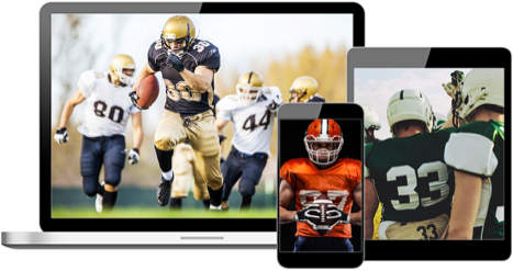 Laptop, tablet and phone showing sporting events