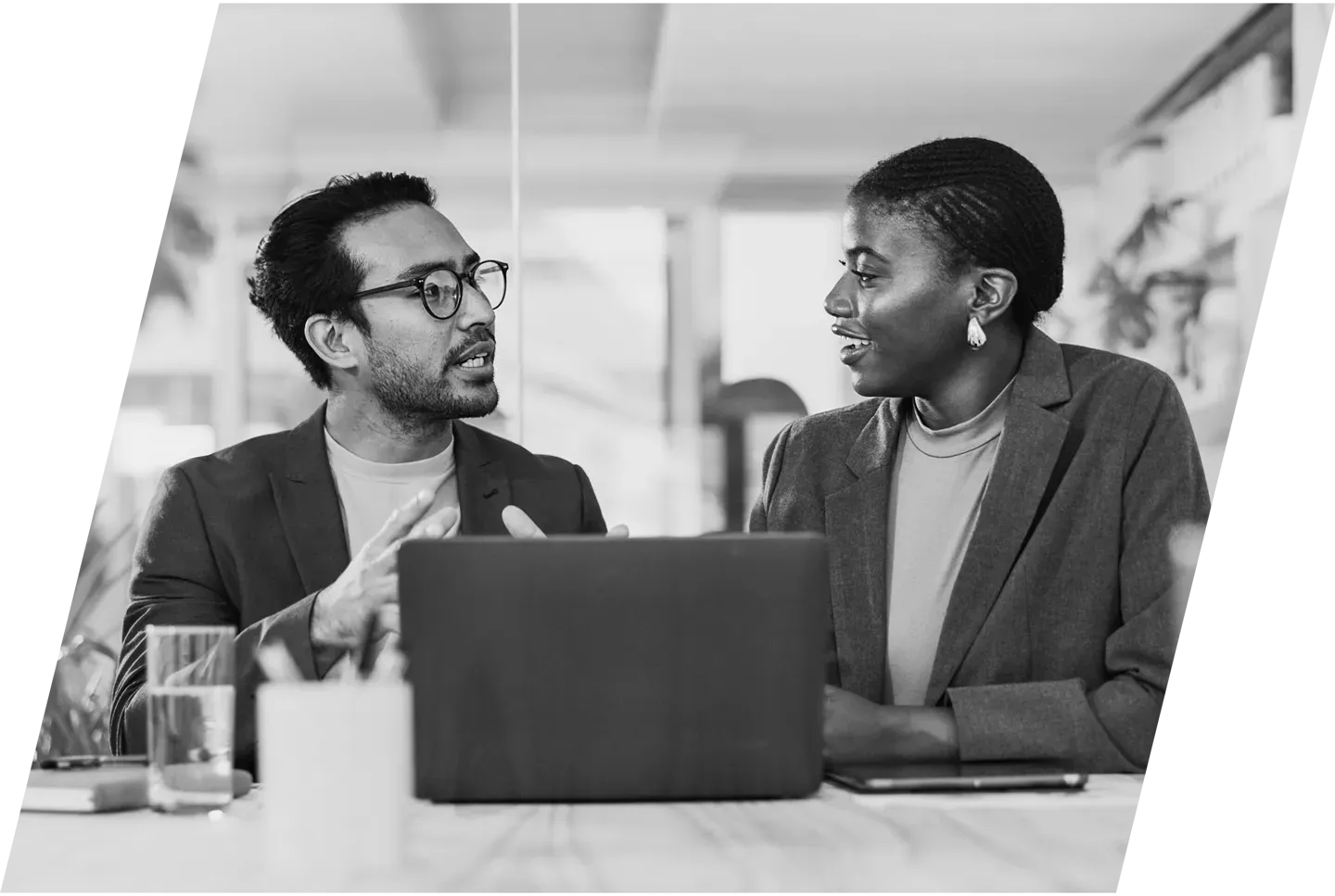 work colleagues in a deep discussion