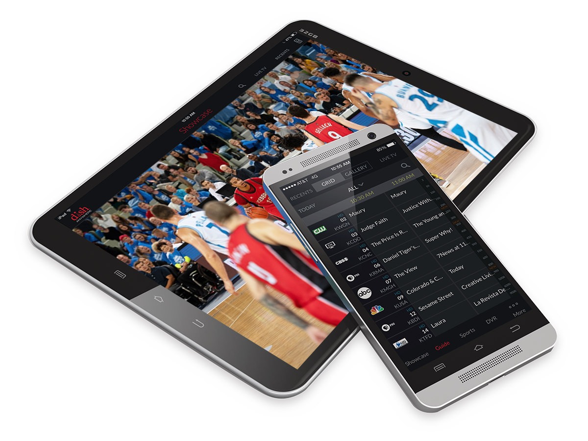 dish anywhere app featuring college basketball