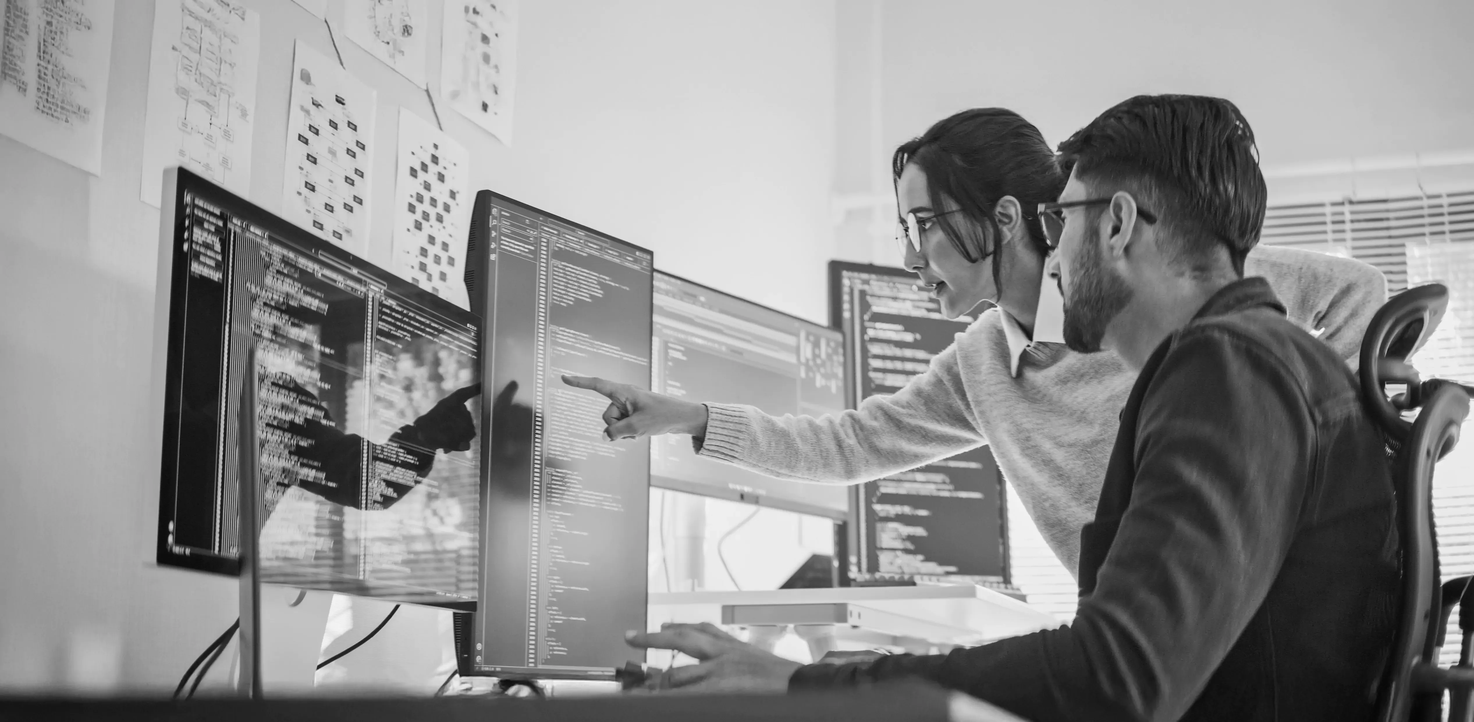 two software engineers working on code