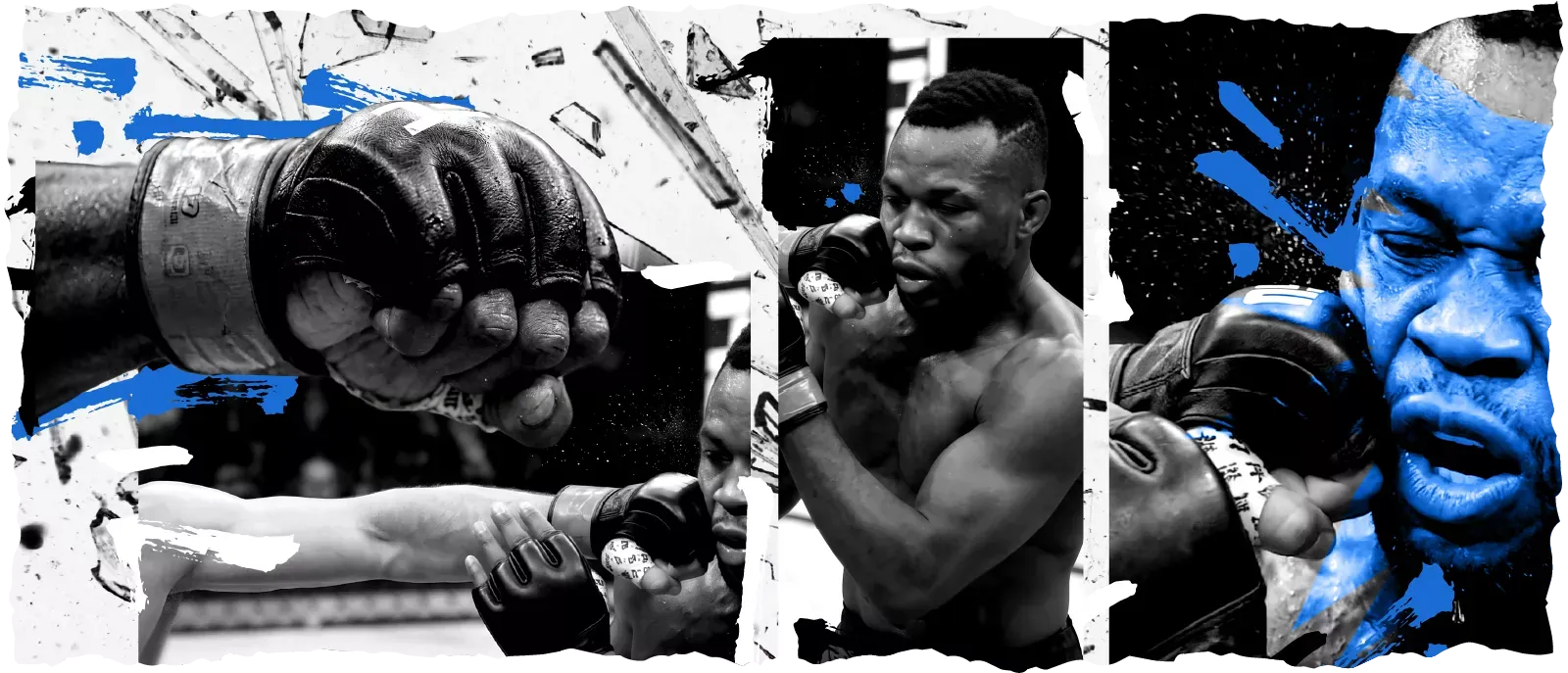 Collage of MMA fighter being punched