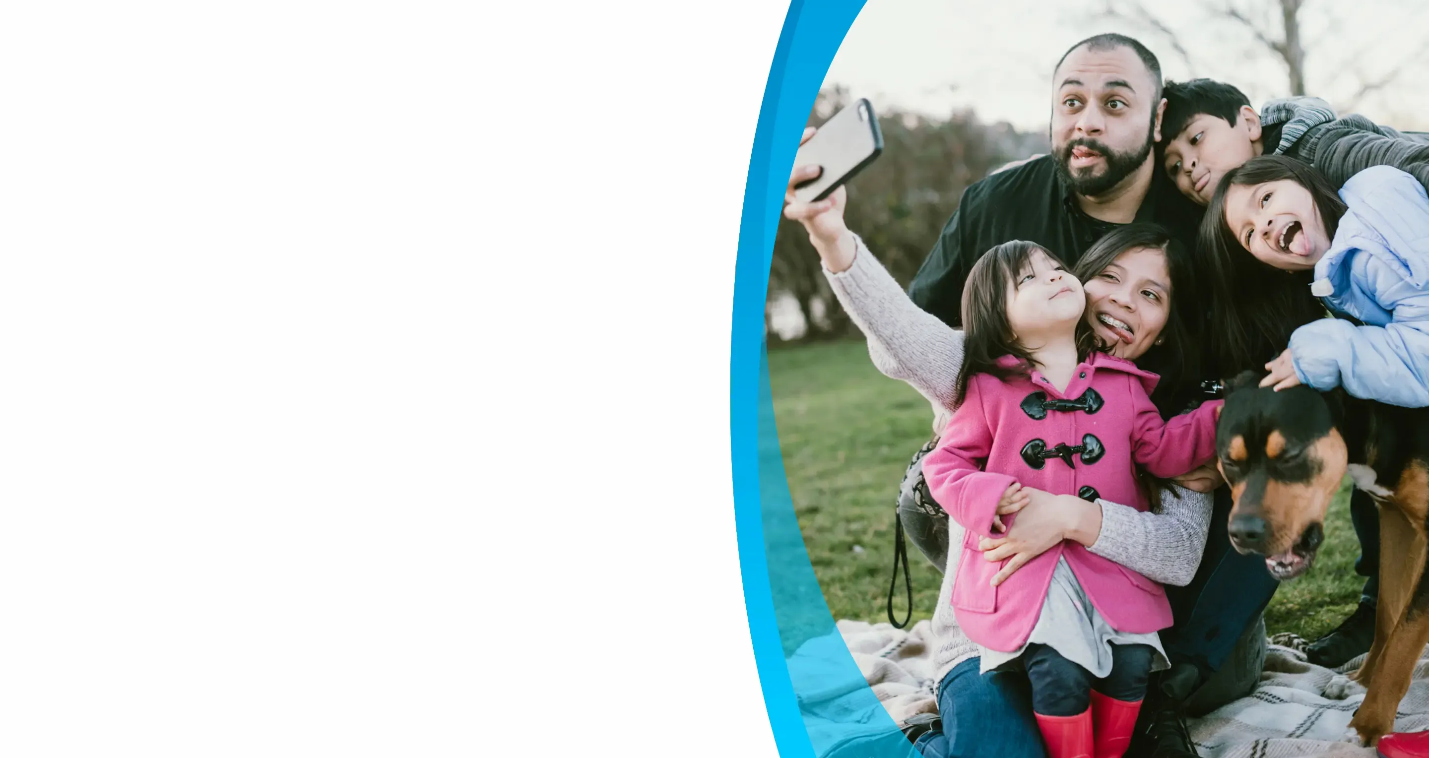 Family taking a selfie with smartphone