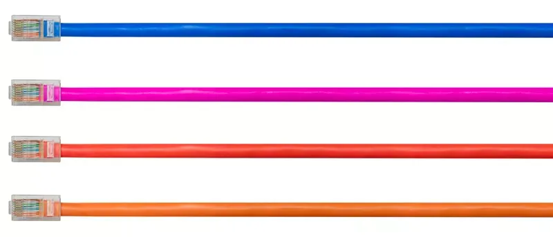 Different colored internet cables.