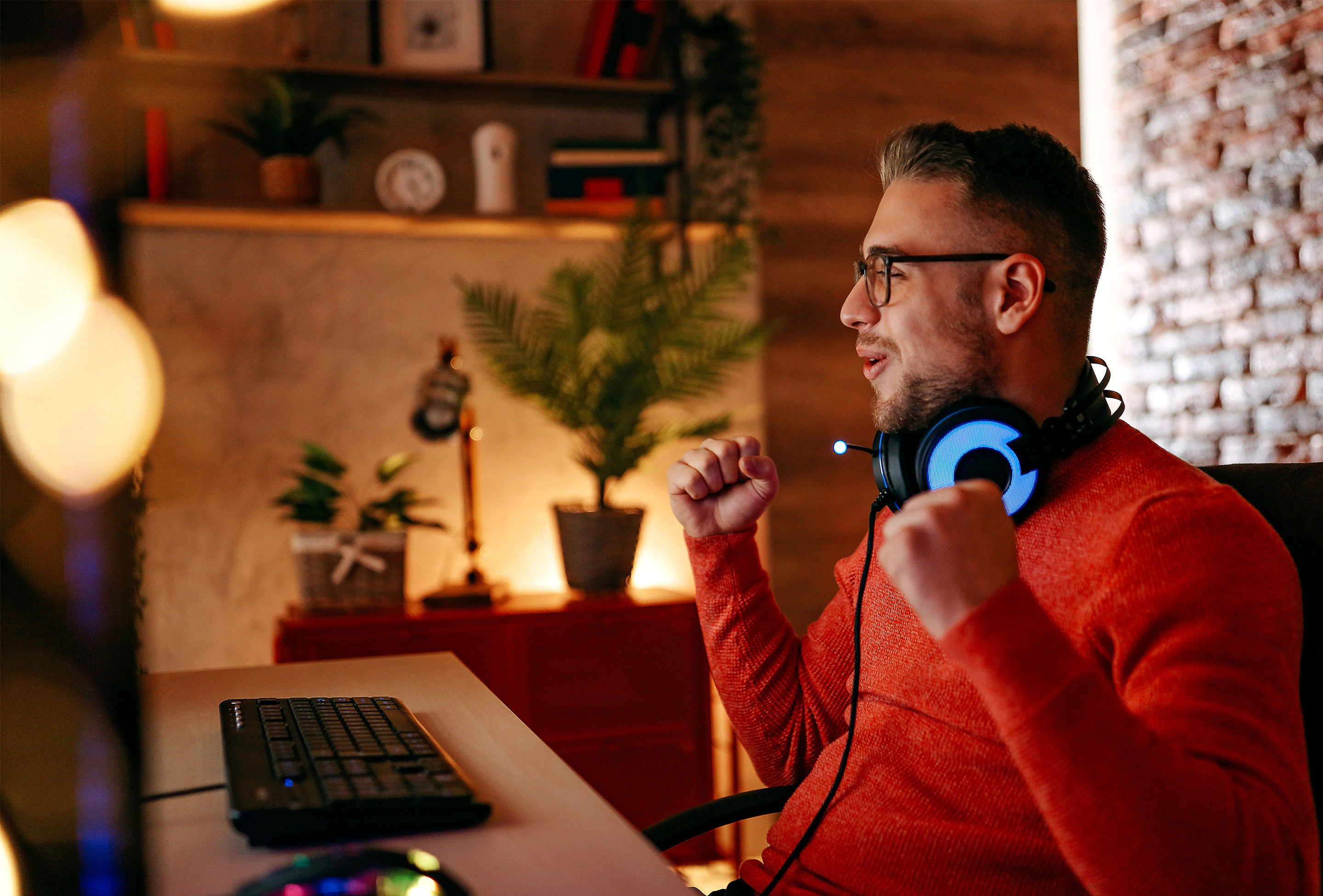 Man playing on-line games