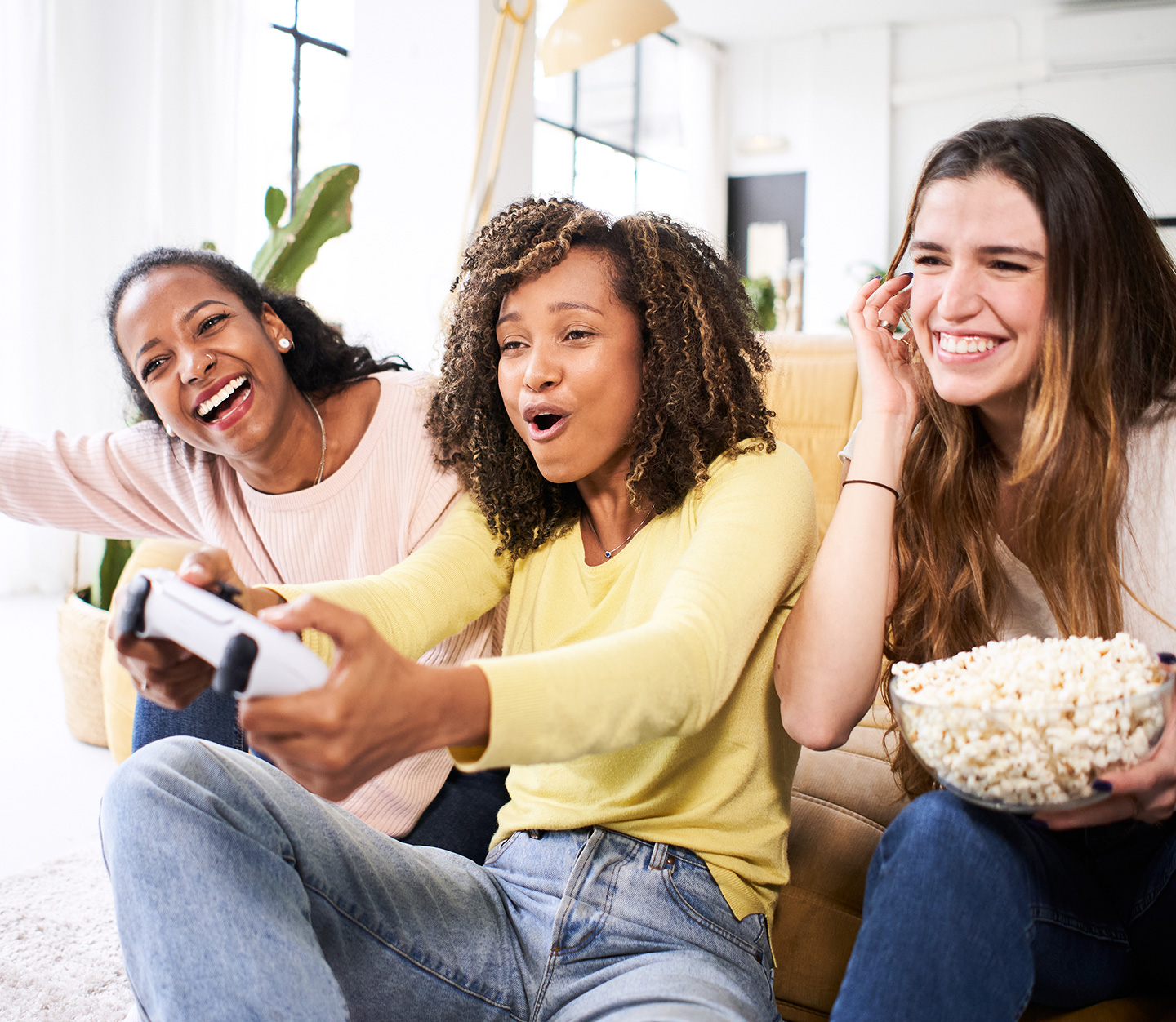 Girls playing video games