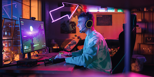 guy playing video games