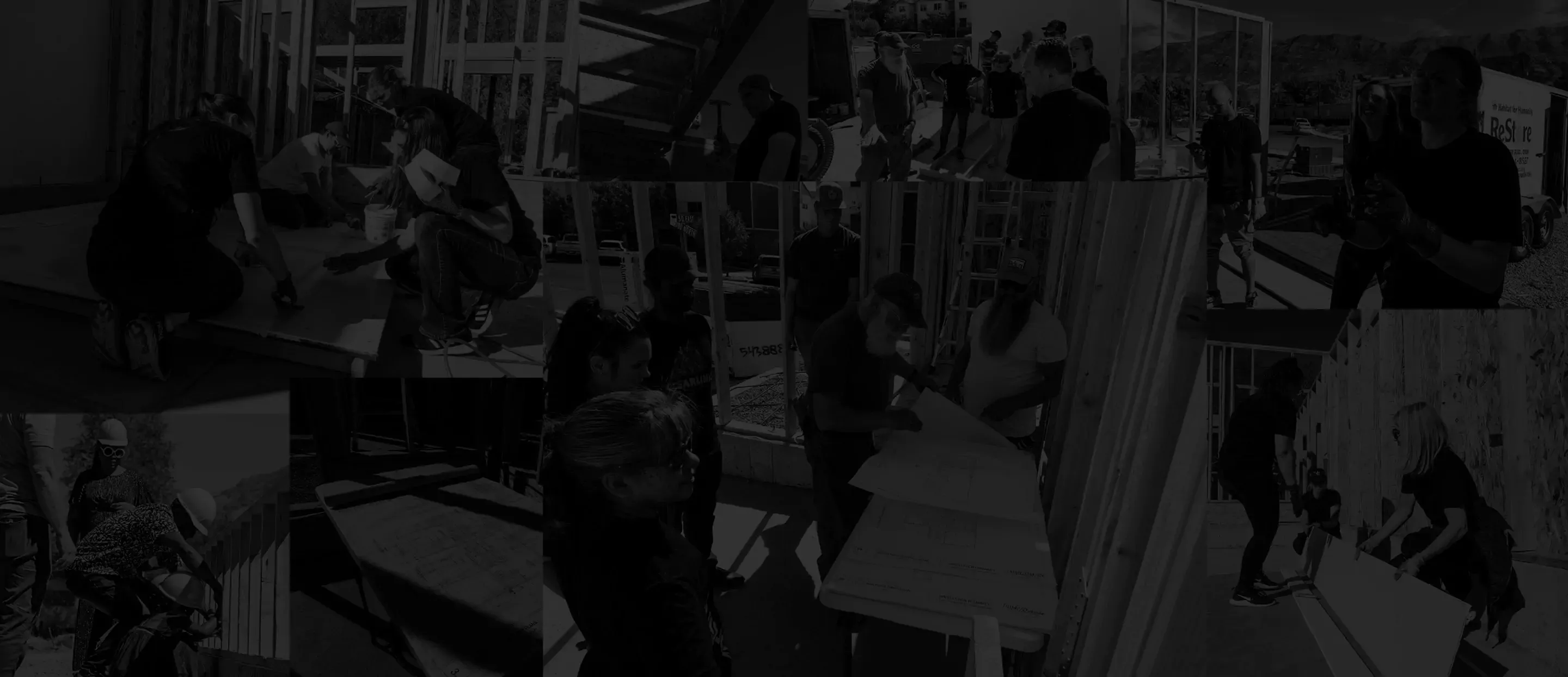 A collage of Clearllink employees helping to build a charity home for Habitat for Humanity.