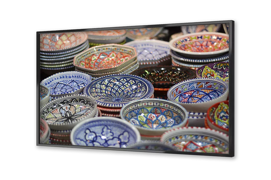 Image of Decorative Rice bowls on a flatscreen TV