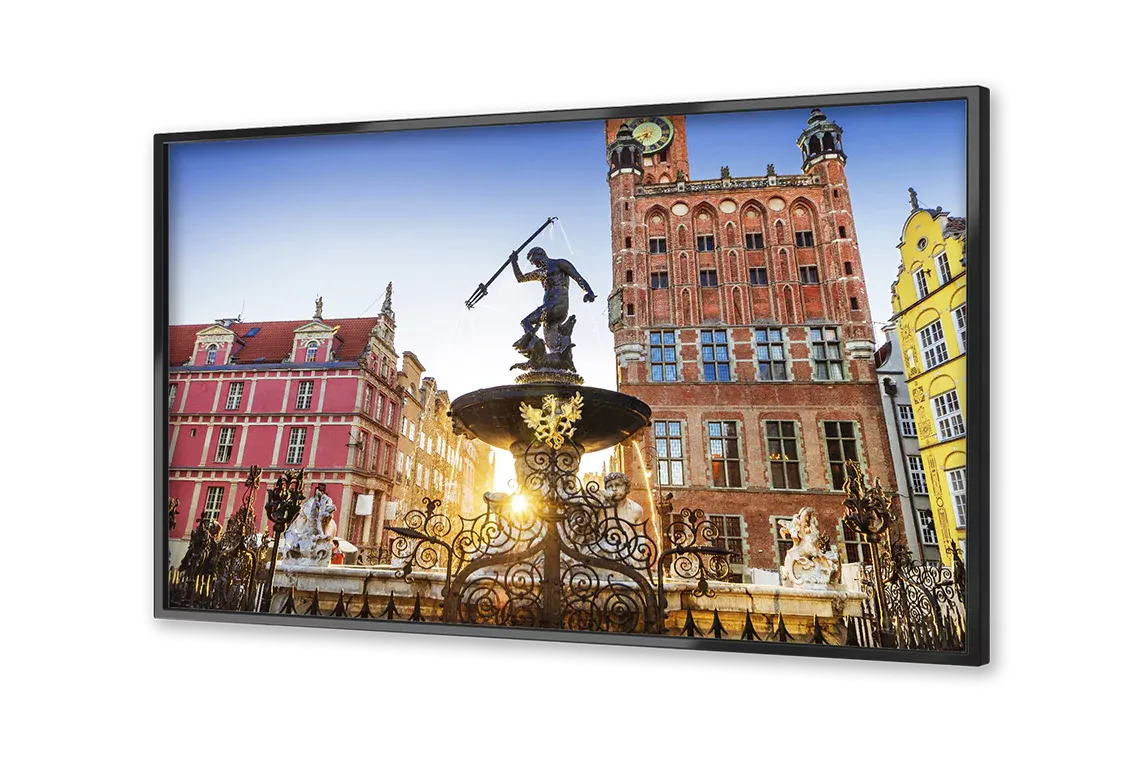 Image of Gdansk old town on a flatscreen TV