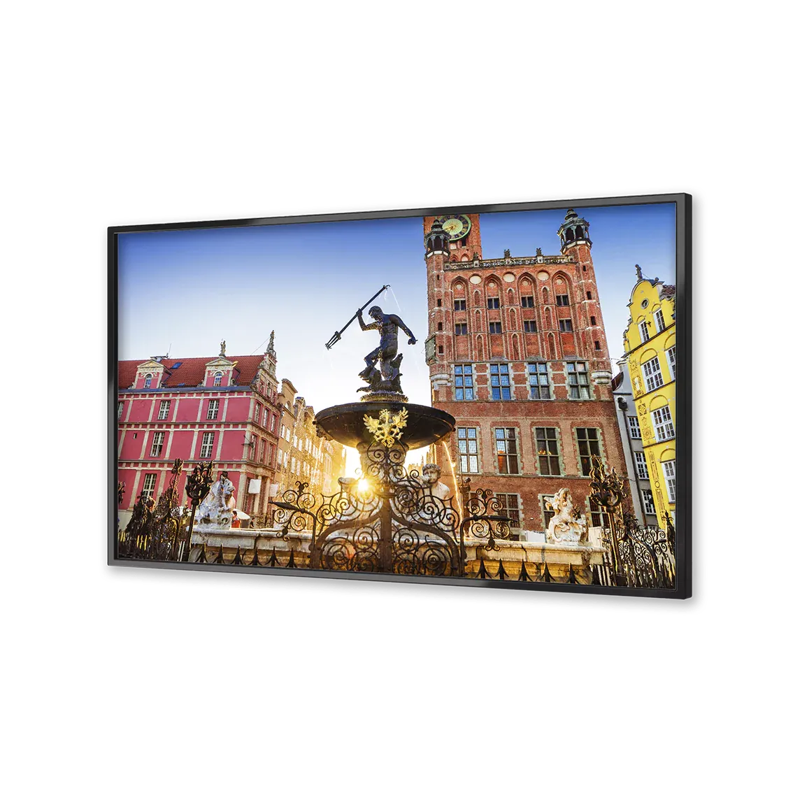 Image of Gdansk old town on a flatscreen TV