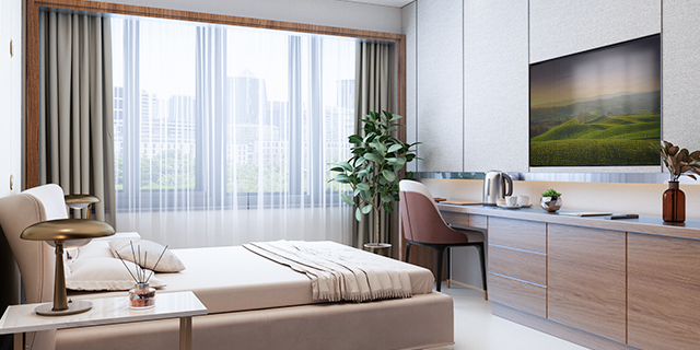 Hotel room with TV