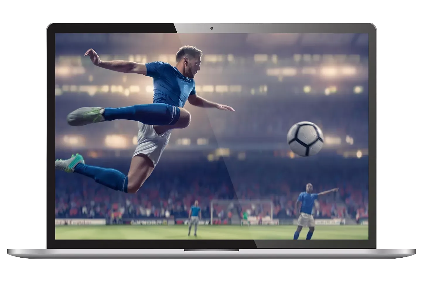 International programming with action shot of soccer