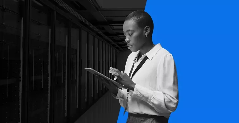 information technology specialist oversees a cloud server room