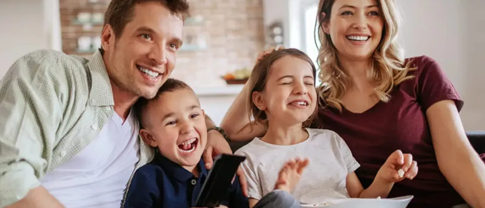 Family watching kids TV show