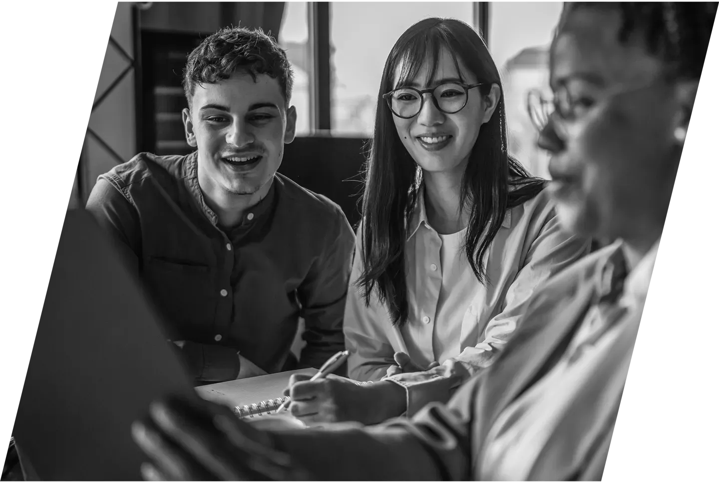 Consultant explaining networking options to two co-workers