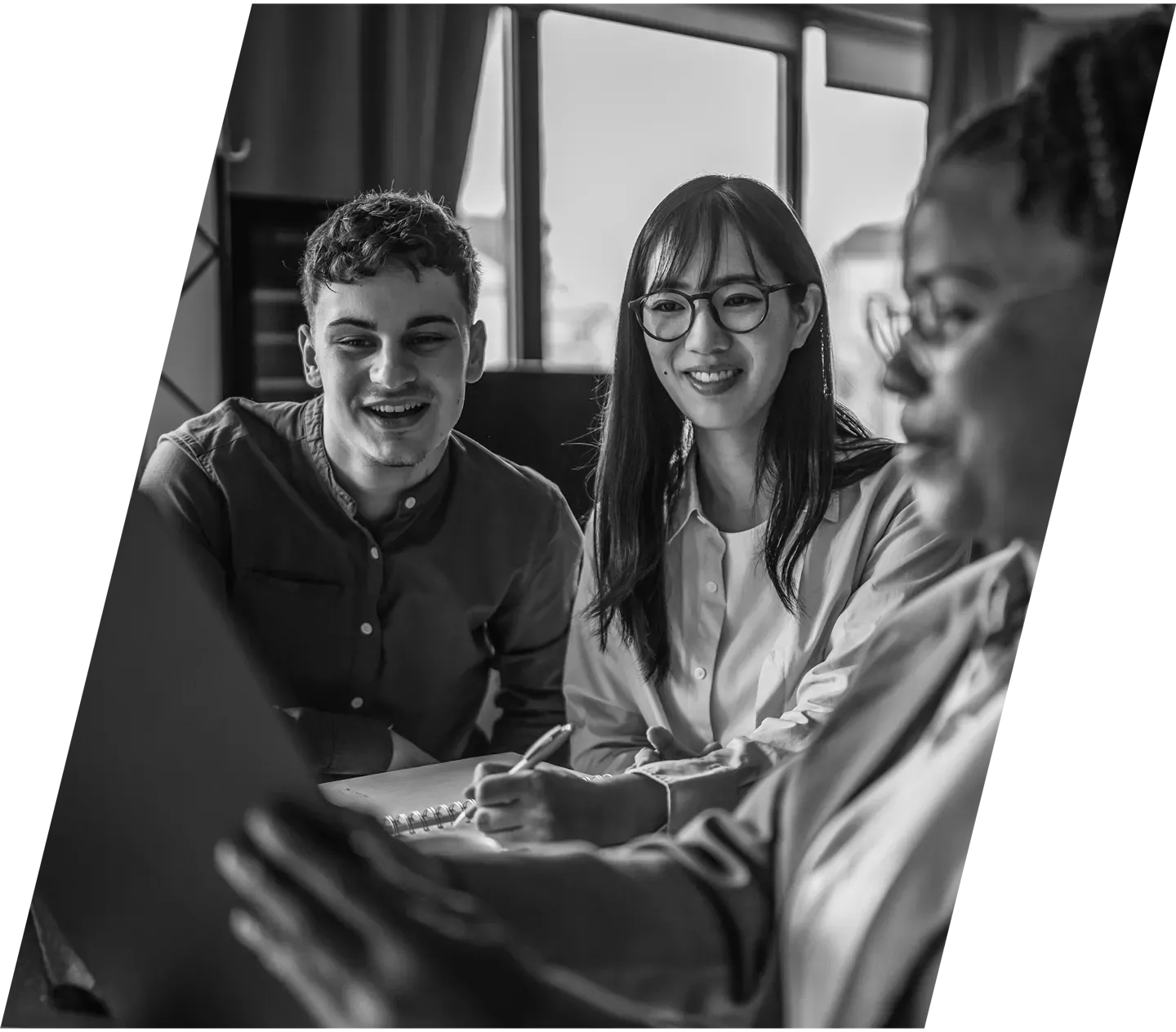 Consultant explaining networking options to two co-workers