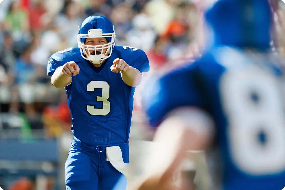 football players excited about making the play