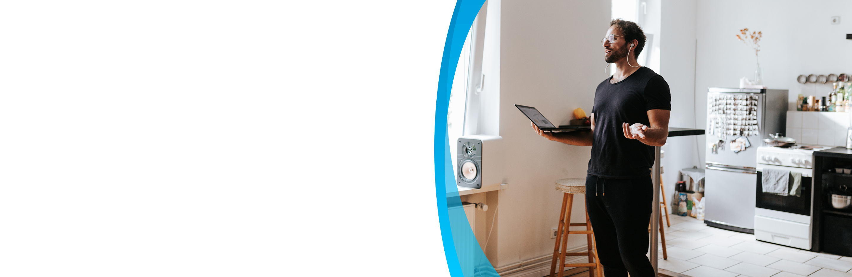 man having a conference call at home using AT&T internet
