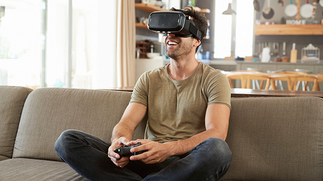 Man playing with VR
